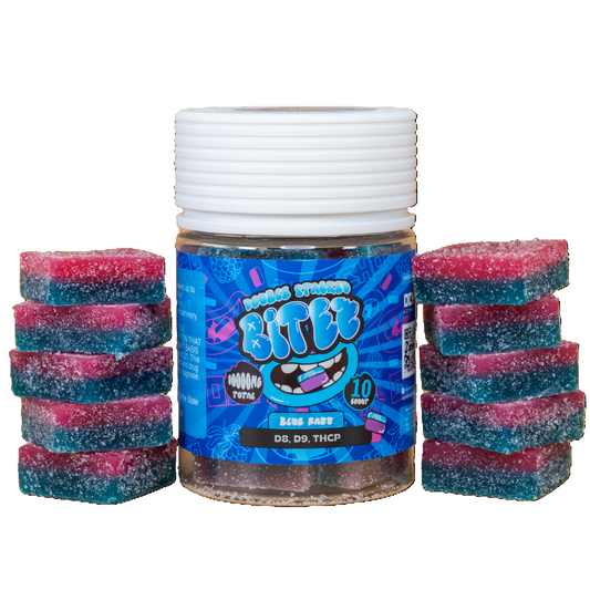 BITEZ Double Stacked Gummies 10,000mg Jarz Delta 8 + Delta 9 + THCP-BITEZ-Blue Razz-NYC Glass