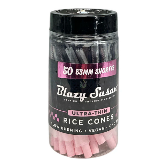 Blazy Susan Black Ultra Thin Rice Paper Cones 50ct Jar-Blazy Susan-Shorty Cones 53mm 50ct Jar-NYC Glass