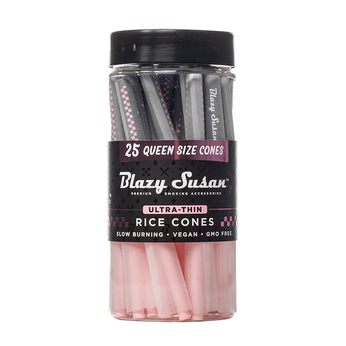 Blazy Susan Black Ultra Thin Rice Paper Cones Queen Size 25ct Jar-Blazy Susan-NYC Glass