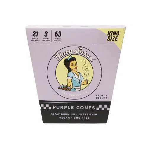 Blazy Susan King Size Purple Pre Rolled Cones - 21pk Box-Blazy Susan-NYC Glass