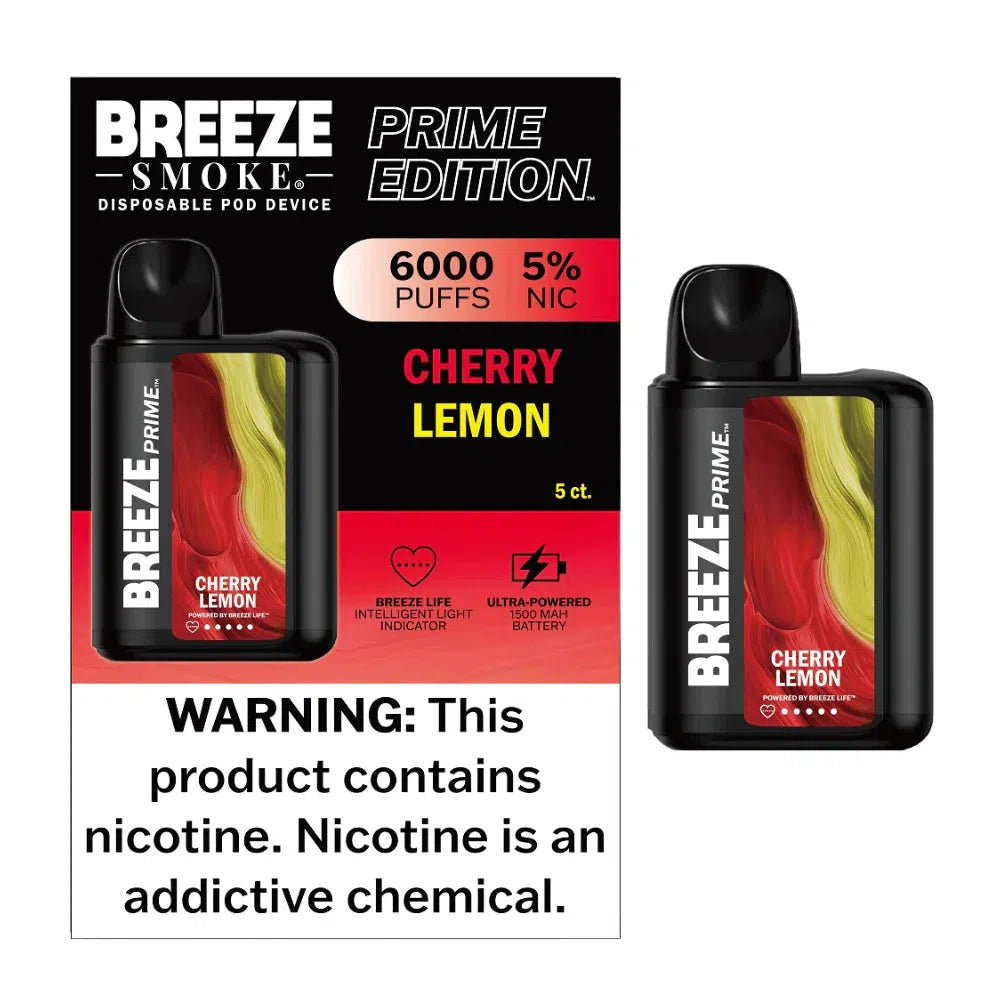 Breeze Prime 6000 Puff Nicotine Disposable-Breeze-Cherry Lemon-NYC Glass