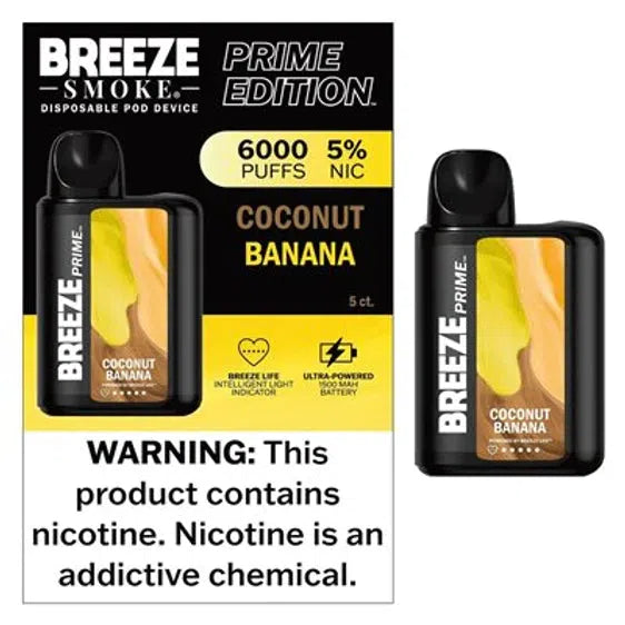 Breeze Prime 6000 Puff Nicotine Disposable-Breeze-Coconut Banana-NYC Glass