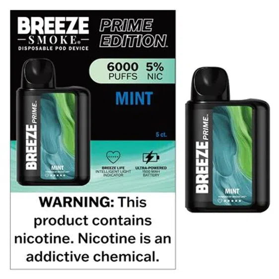 Breeze Prime 6000 Puff Nicotine Disposable-Breeze-Mint-NYC Glass