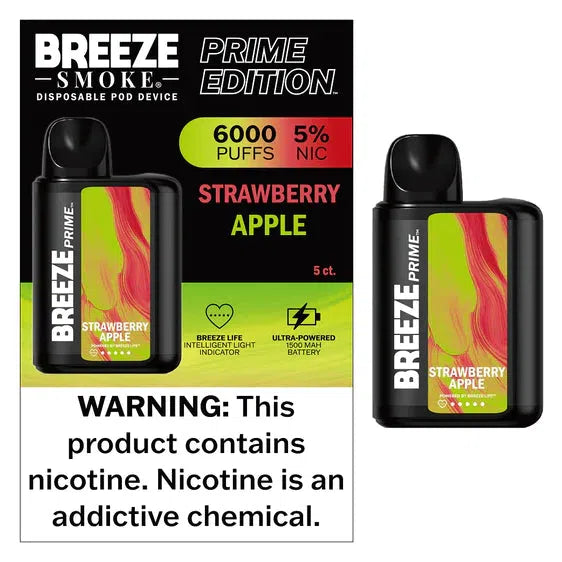 Breeze Prime 6000 Puff Nicotine Disposable-Breeze-Strawberry Apple-NYC Glass