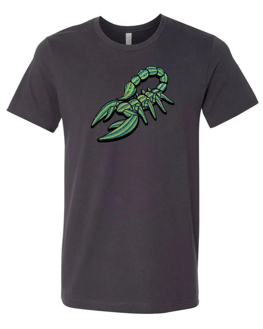 DARBY SIGNATURE DICHRO GREEN SCORPION BELLA CANVAS UNISEX COTTON CREW (DARKGREY)-Darby-Medium-NYC Glass
