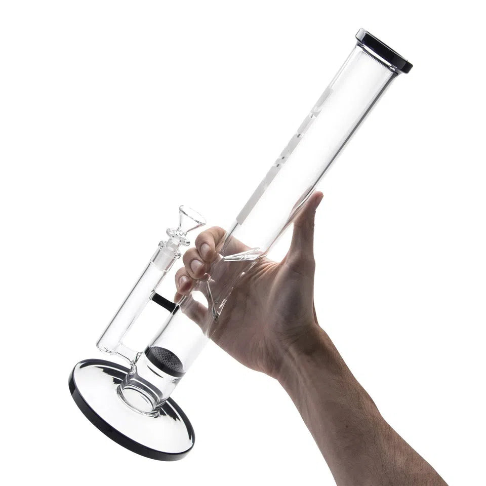 GRAV® Large Black Accent Straight Base W/ Disc Water Pipe-GRAV-NYC Glass