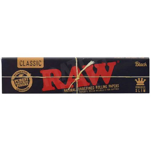 RAW King Size Slim Black Rolling Papers - 50pk Box-RAW-Box (1600 Leaves)-NYC Glass