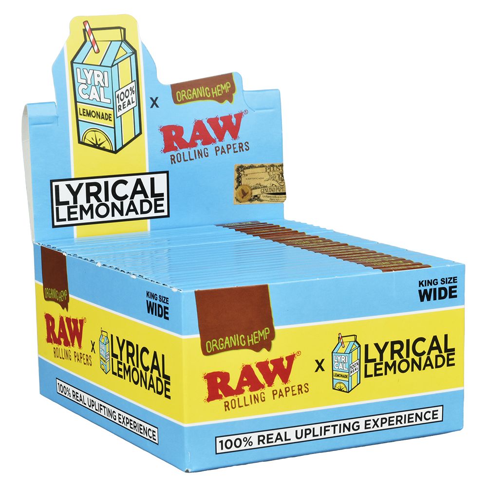 Raw x Lyrical Lemonade Organic Rolling Paper King Size Wide 50ct Box-RAW-NYC Glass