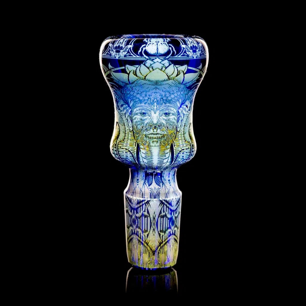 14MM BLUE “ARTIFACT” FLOWER SLIDE-Mothership Glass-NYC Glass
