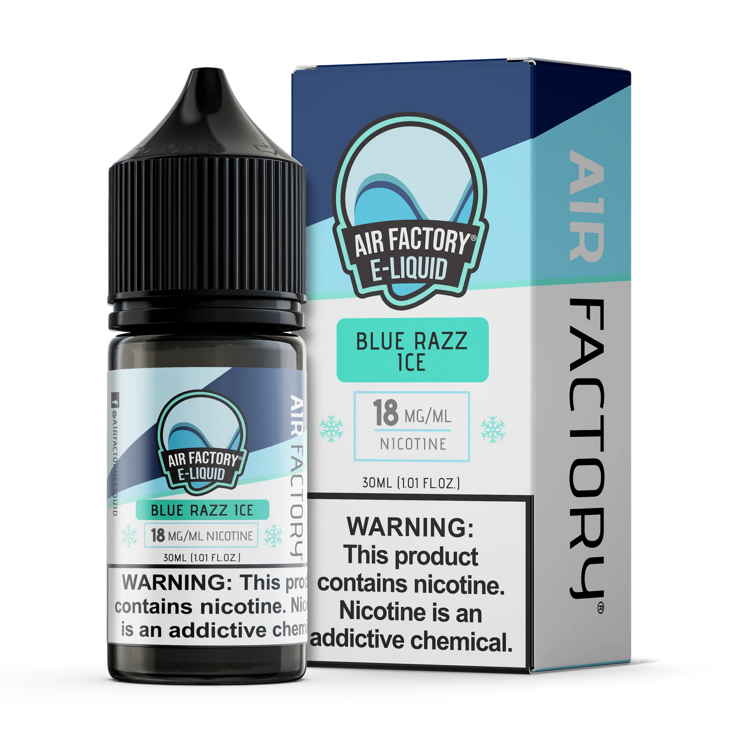 Air Factory Salt Nic E-Juice 30ml-Air Factory-Blue Razz Ice-18mg-NYC Glass