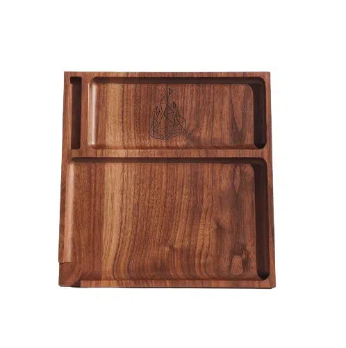 BRNT Designs Yaketa Wood Rolling Tray - Dark Walnut-BRNT-NYC Glass