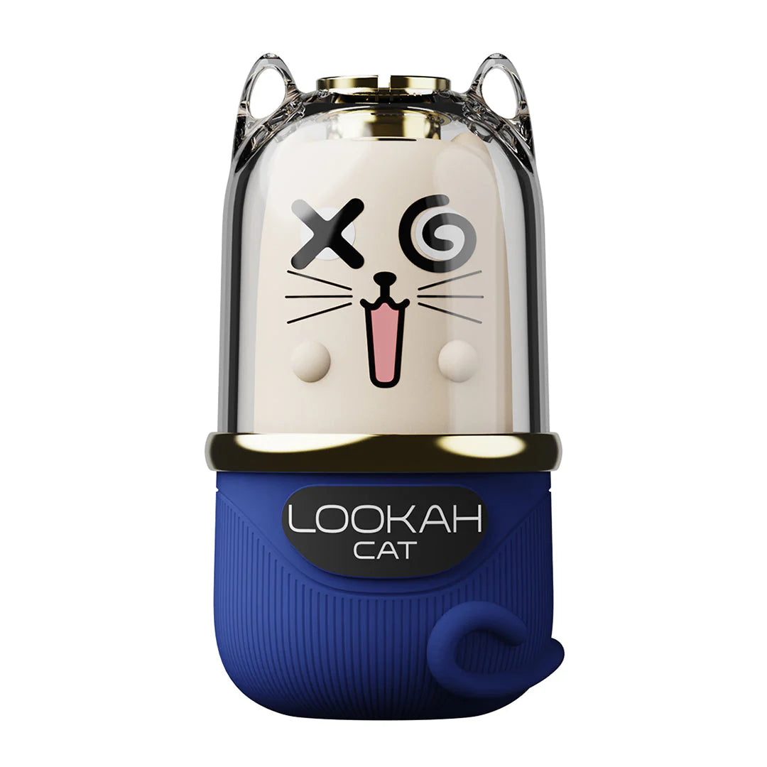 Blue Lookah Cat 510 thread vape battery with a playful cat face design and clear top.