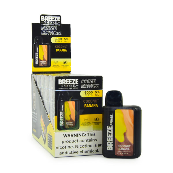 Breeze Prime 6,000 Puff Nicotine Disposable 5pk-Breeze-Coconut Banana-NYC Glass