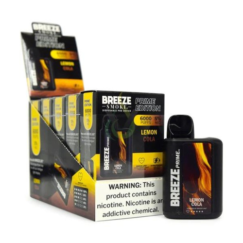 Breeze Prime 6,000 Puff Nicotine Disposable 5pk-Breeze-Lemon Cola-NYC Glass