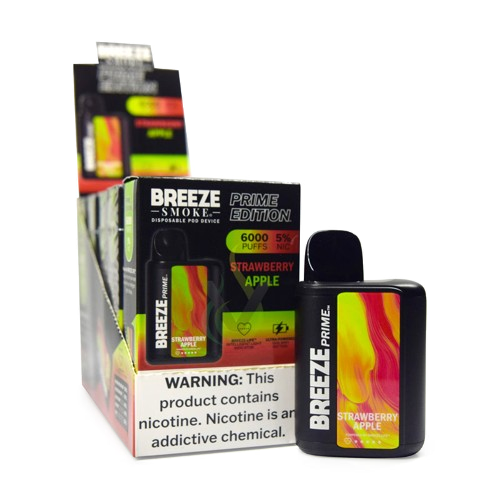 Breeze Prime 6,000 Puff Nicotine Disposable 5pk-Breeze-Strawberry Apple-NYC Glass