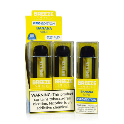 Breeze Pro 2000 Puff Nicotine Disposable - Full Box-Breeze-Banana Mint-NYC Glass