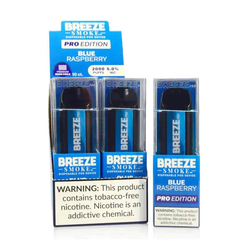 Breeze Pro 2000 Puff Nicotine Disposable - Full Box-Breeze-Blue Raspberry-NYC Glass