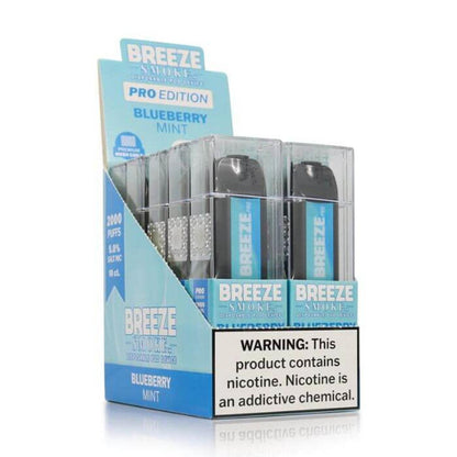 Breeze Pro 2000 Puff Nicotine Disposable - Full Box-Breeze-Blueberry Mint-NYC Glass