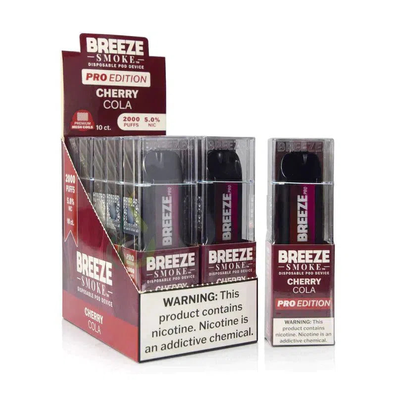 Breeze Pro 2000 Puff Nicotine Disposable - Full Box-Breeze-Cherry Cola-NYC Glass