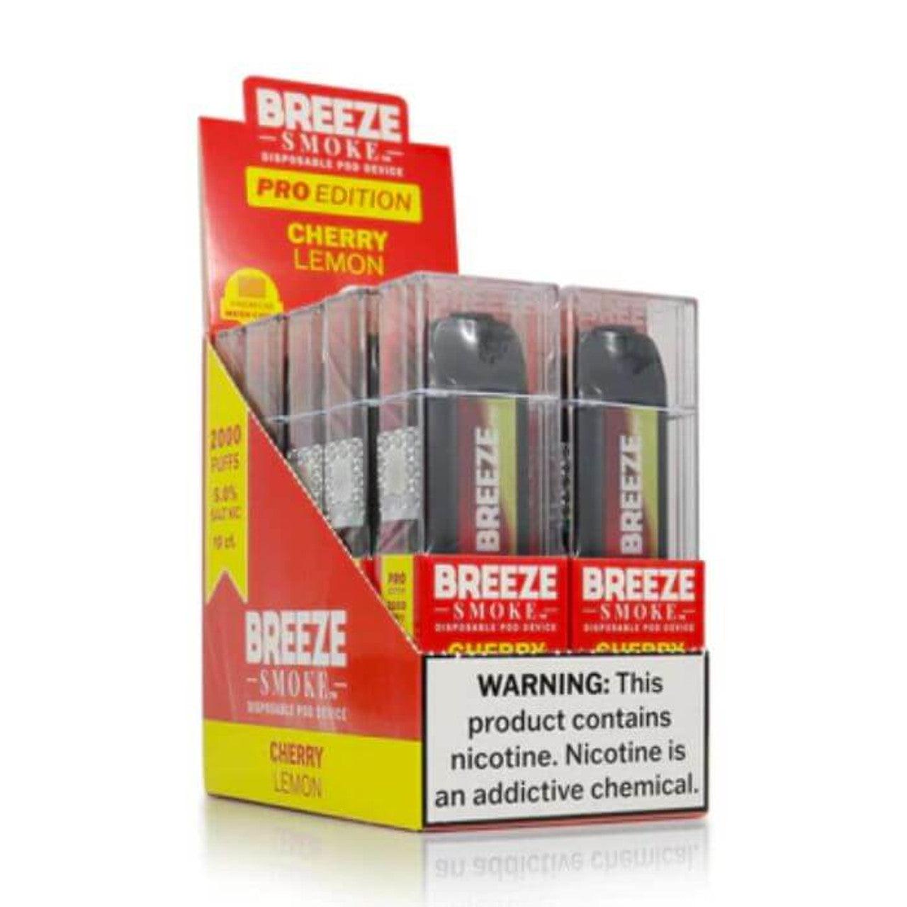 Breeze Pro 2000 Puff Nicotine Disposable - Full Box-Breeze-Cherry Lemon-NYC Glass