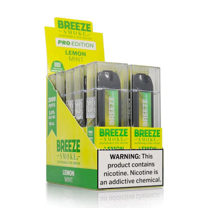 Breeze Pro 2000 Puff Nicotine Disposable - Full Box-Breeze-Lemon Mint-NYC Glass