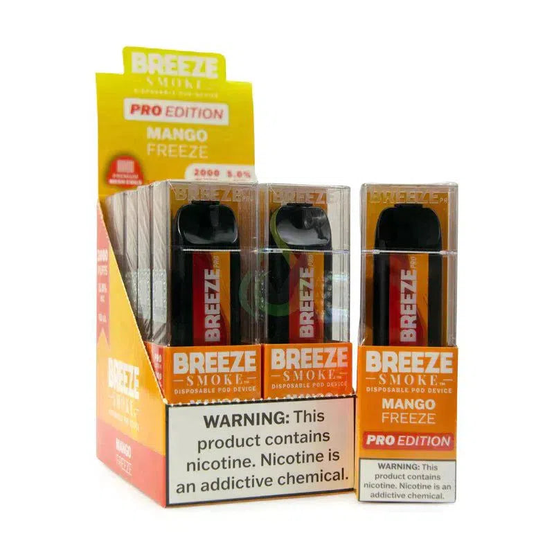 Breeze Pro 2000 Puff Nicotine Disposable - Full Box-Breeze-Mango Freeze-NYC Glass