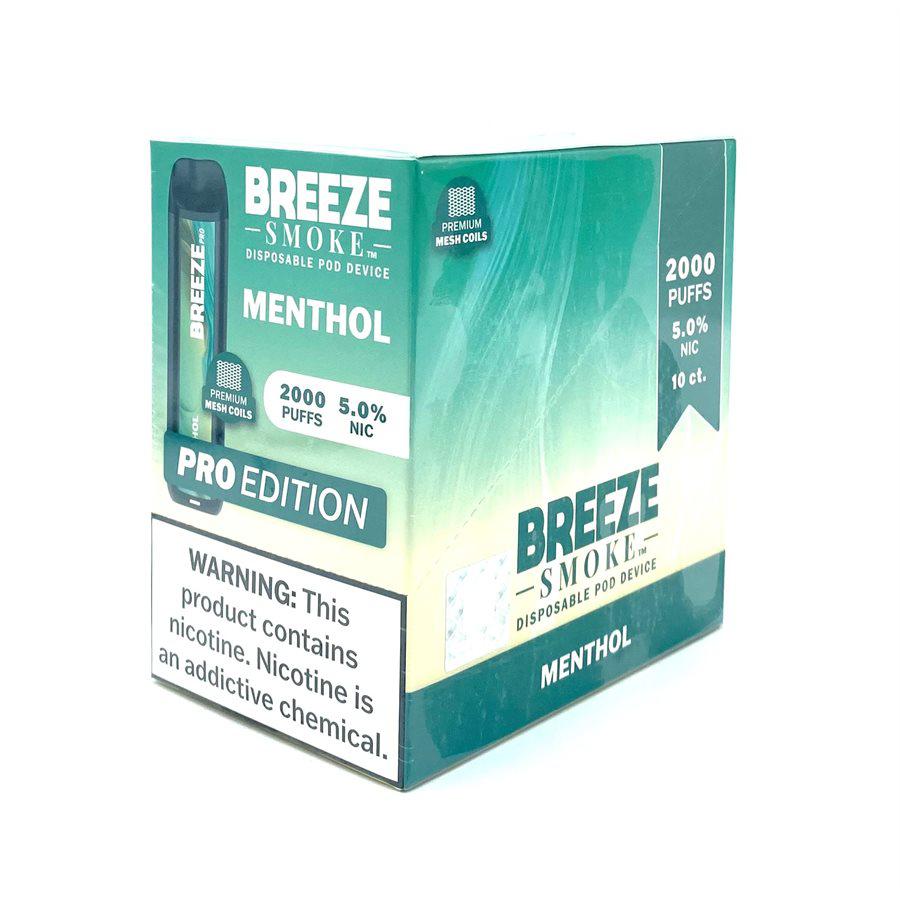 Breeze Pro 2000 Puff Nicotine Disposable - Full Box-Breeze-Menthol-NYC Glass