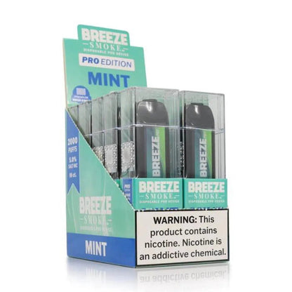 Breeze Pro 2000 Puff Nicotine Disposable - Full Box-Breeze-Mint-NYC Glass