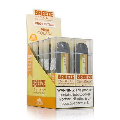 Breeze Pro 2000 Puff Nicotine Disposable - Full Box-Breeze-Pina Colada-NYC Glass