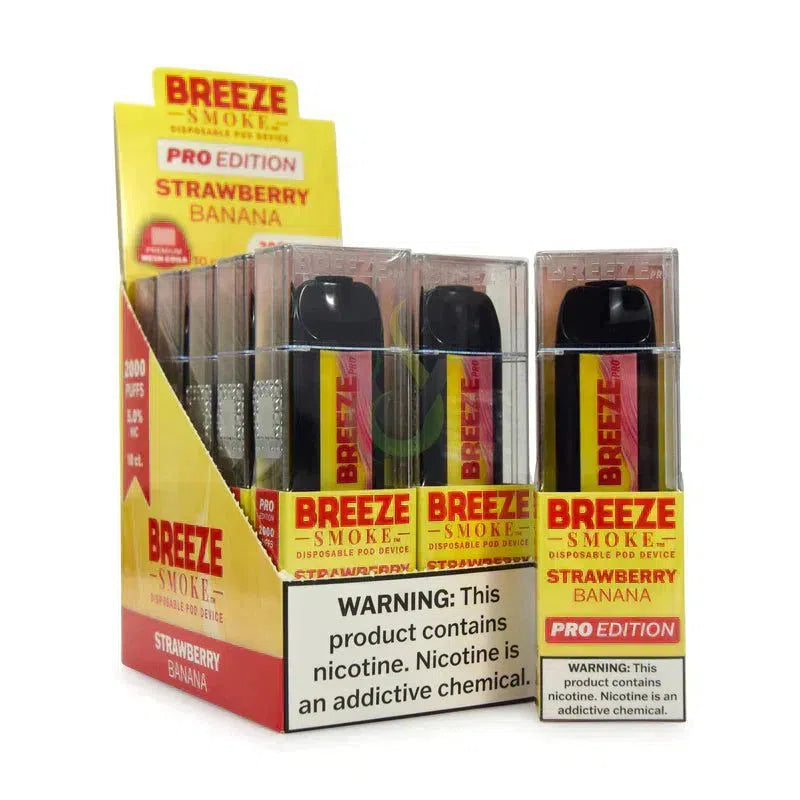 Breeze Pro 2000 Puff Nicotine Disposable - Full Box-Breeze-Strawberry Banana-NYC Glass