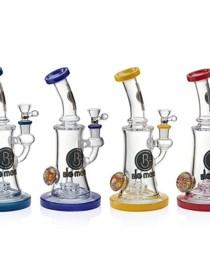Four Lookah Big Mom 9.5" dab rigs with bent necks, 12-slit percolators, and colorful accents.
