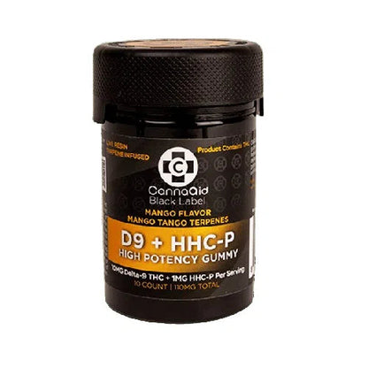 CannaAid Black Label Delta 9 + THCP High Potency Gummies 110mg 10ct Bottle-CannaAid-Mango Tango-NYC Glass