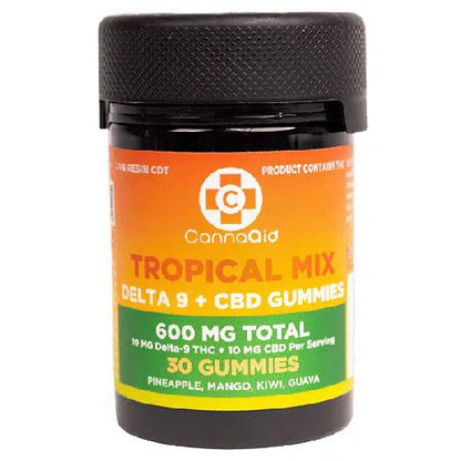 CannaAid Delta 9 + CBD Gummies 600mg Jar-CannaAid-Tropical Mix-NYC Glass