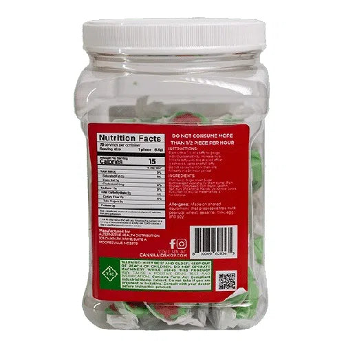 CannaAid Delta 9 + CBD Salt Water Watermelon Taffy 1400mg 70ct Jar-CannaAid-NYC Glass