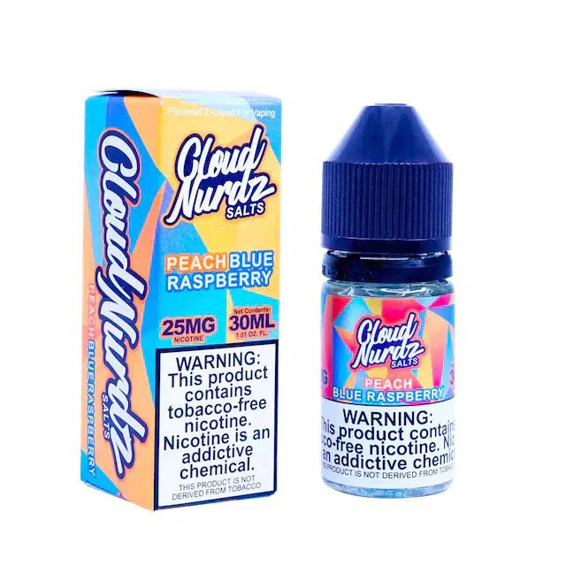 Cloud Nurdz Salts Tobacco-Free 30ml E-Juice-Cloud Nurdz-Peach Blue Raspberry 25mg-NYC Glass