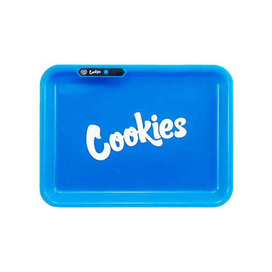 Cookies V3 Glow Rolling Tray-Rolling Trays-Cookies-Blue-NYC Glass