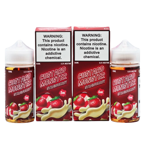 Custard Monster Freebase E-Juice 100ml-Custard Monster-Strawberry-3mg-NYC Glass