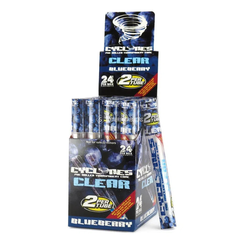 Cyclones Clear Pre-Rolled Cones - 24pk Box-Cones-Cyclones-Blueberry Full Box (48 cones)-NYC Glass