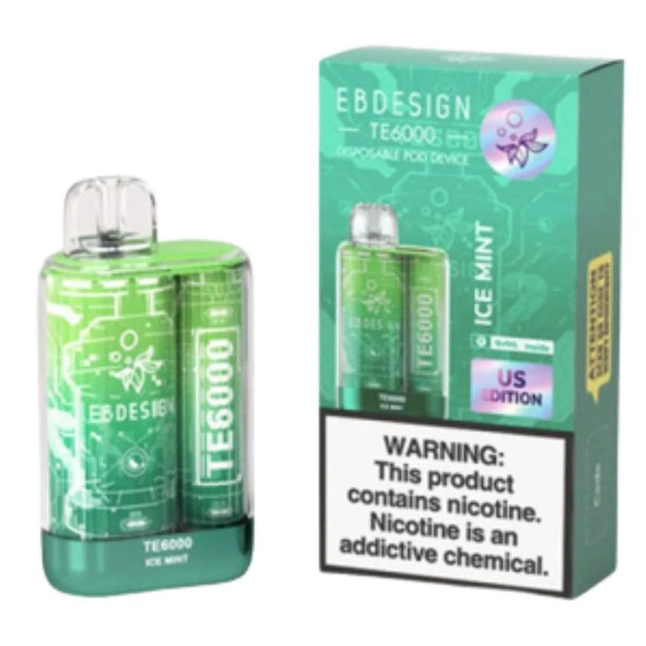 EBDESIGN TE6000 Rechargeable Nicotine Disposable 6000 Puff-EBDESIGN-Ice Mint-NYC Glass