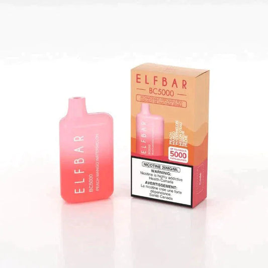 Elf Bar 5000 Puffs 13ml Rechargeable Battery-EBDESIGN-Peach Mango Watermelon-NYC Glass
