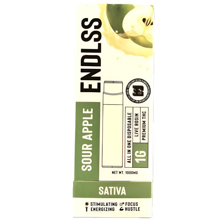 Endlss Premium THC Live Rosin 1g Disposable-Endlss-Sour Apple (Sativa)-NYC Glass