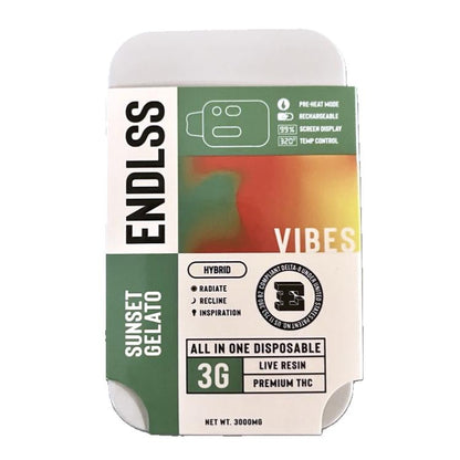 Endlss Premium THC Live Rosin 3g Disposable-Endlss-Sunset Gelato (Hybrid)-NYC Glass