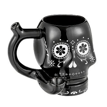Fashion Craft Ceramic Mug (Assorted Designs)-Hand Pipe-Fashion Craft-Black with White Trim Skull-NYC Glass
