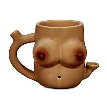 Fashion Craft Ceramic Mug (Assorted Designs)-Hand Pipe-Fashion Craft-Brown Boob-NYC Glass