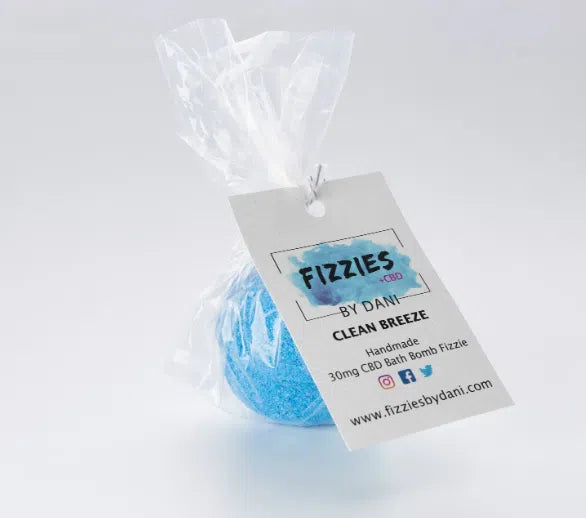 Fizzies+ 30mg CBD Clean Breeze Bath Bomb-CBD Bath Bombs-Fizzies By Dani-NYC Glass