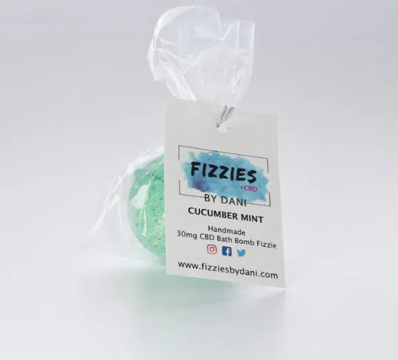 Fizzies+ 30mg CBD Cucumber Mint Bath Bomb-CBD Bath Bombs-Fizzies By Dani-NYC Glass