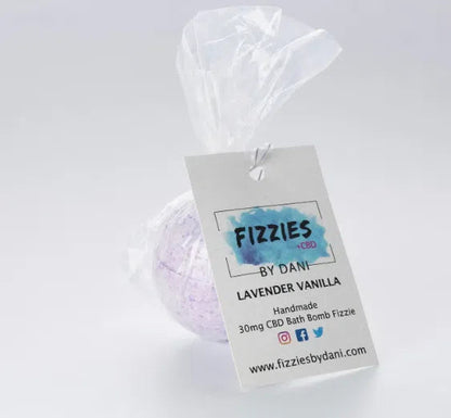 Fizzies+ 30mg CBD Lavender Vanilla Bath Bomb-CBD Bath Bombs-Fizzies By Dani-NYC Glass