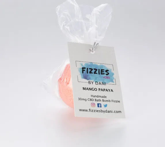 Fizzies+ 30mg CBD Mango Papaya Bath Bomb-CBD Bath Bombs-Fizzies By Dani-NYC Glass