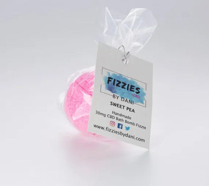 Fizzies+ 30mg CBD Sweet Pea Bath Bomb-CBD Bath Bombs-Fizzies By Dani-NYC Glass