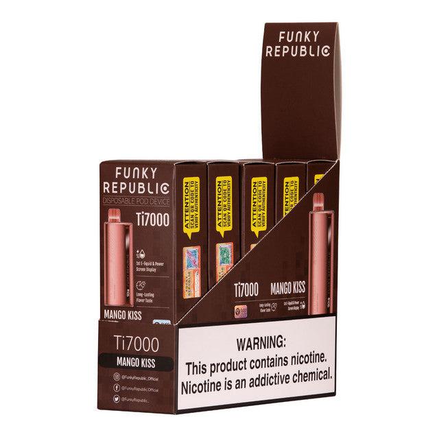 Funky Republic TI7000 7,000 Puff Rechargeable Nicotine Disposable 5pk-Funky Republic-Mango Kiss-NYC Glass